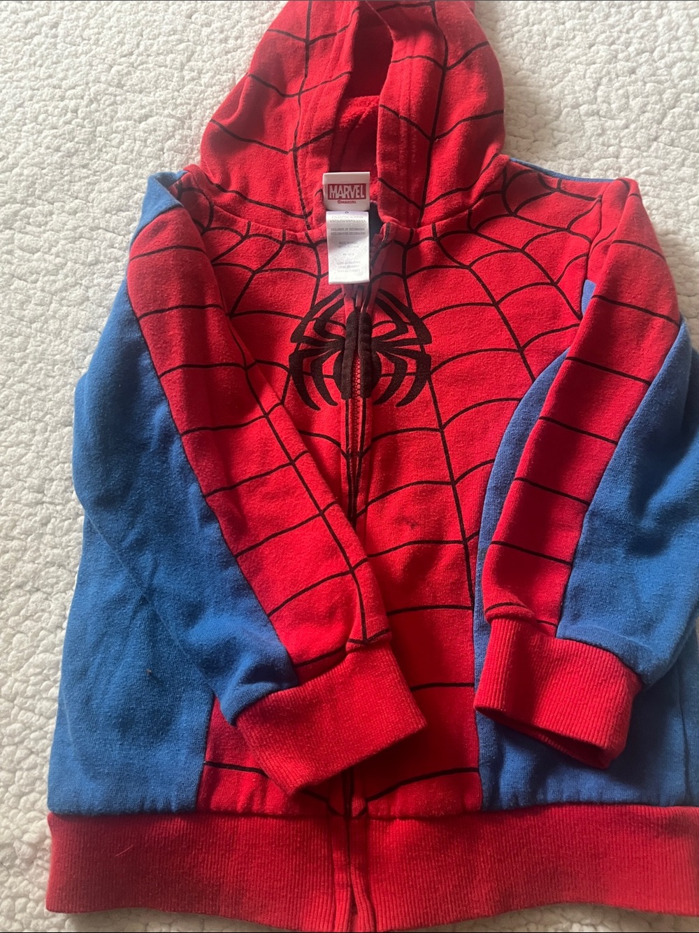 Marvel Kids' Red & Blue Spider-Man Hoodie Costume, size 5.